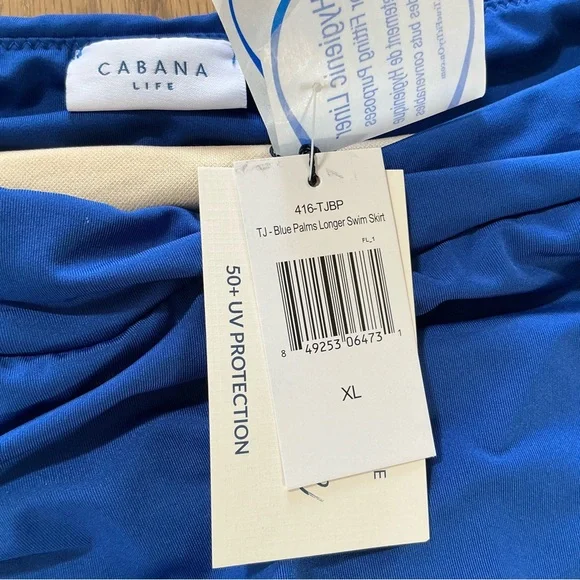 Cabana Life NWT Blue Palms Rashguard and swim skirt set Size XL - Picture 5 of 11